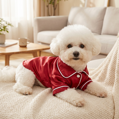 Red Pet Pyjamas XL Size- Lightweight Acrylic Dog and Cat Sleepwear, Compact Indoor Loungewear for Small Pets, Spring and Summer Pet Clothing