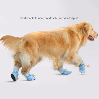 Blue 3XL Size Dog Protective Care Set - Polyester Elbow Sleeve, Adjustable Taffeta Dog Boots with Non-Slip Sole, Breathable Joint Support Clothing and Paw Protection