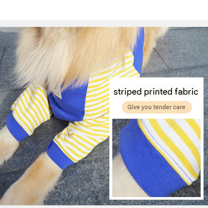Blue 4XL Size Dog Protective Care Set - Polyester Elbow Sleeve, Adjustable Taffeta Dog Boots with Non-Slip Sole, Breathable Joint Support Clothing and Paw Protection