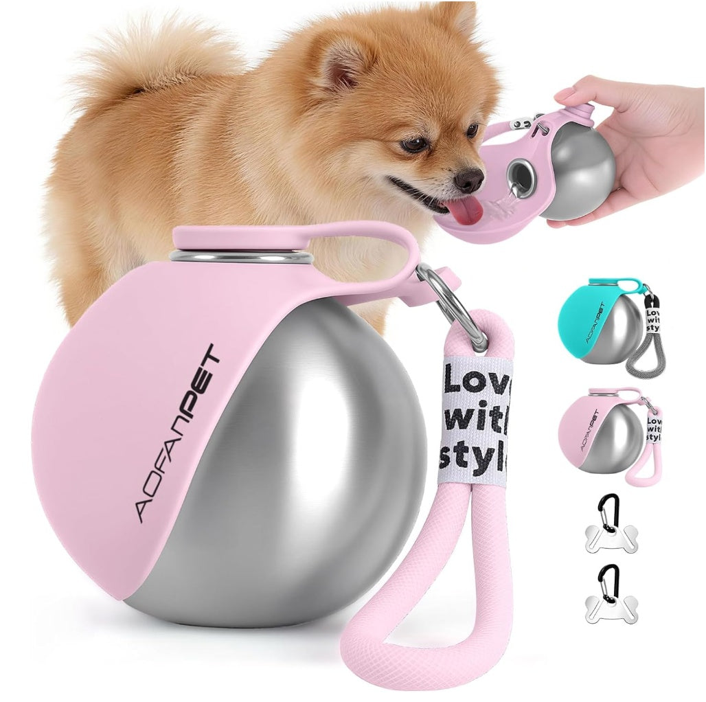 Creative Portable Outdoor Pet Water Bottle - Stainless Steel Dog Water Cup with Dispenser Bowl for Travel Hiking Walking