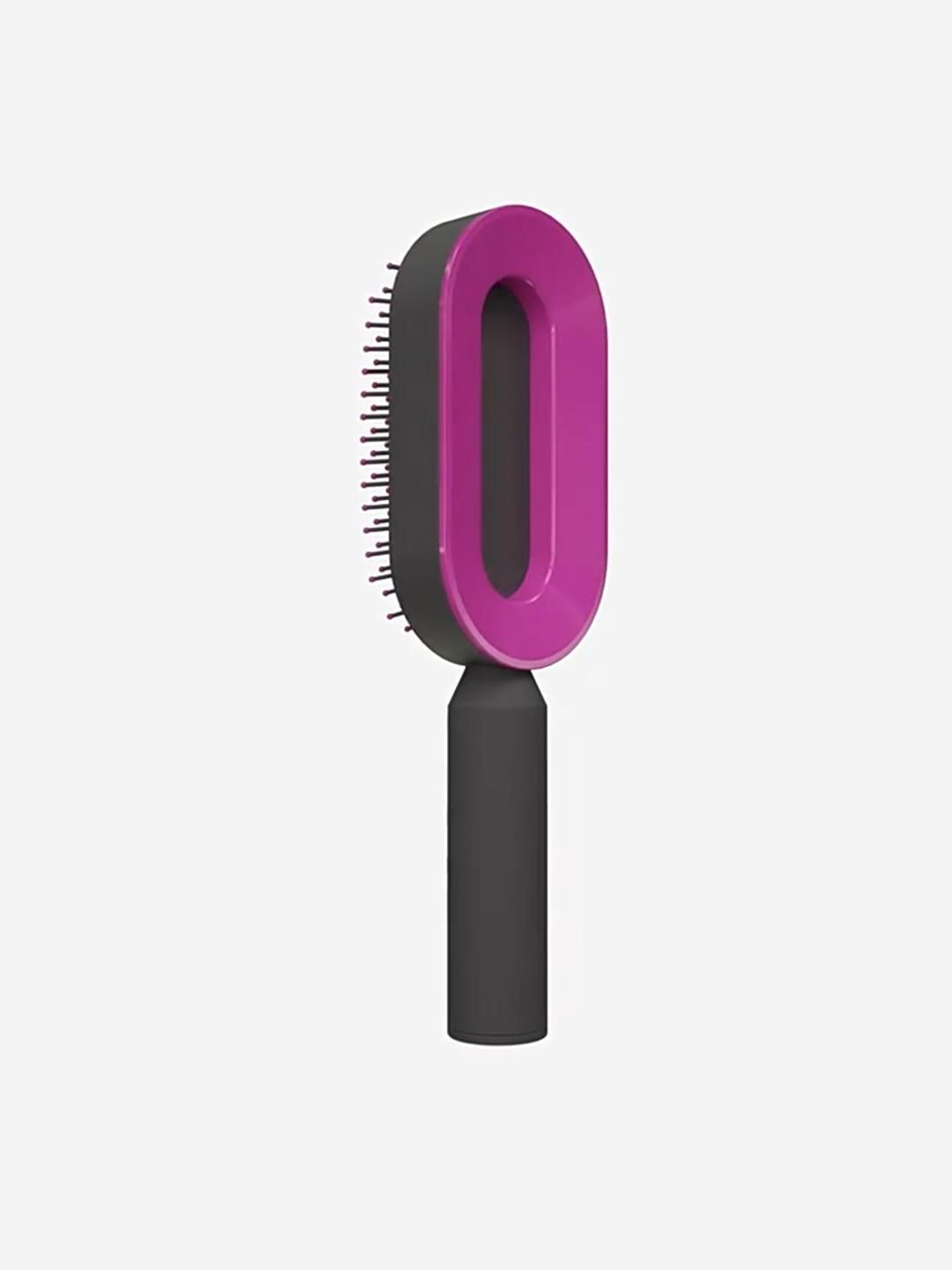 Self Cleaning Hair Brush for Women - One-Key Cleaning, Airbag Scalp Massage, Anti-Static Comb for Home & Travel Use