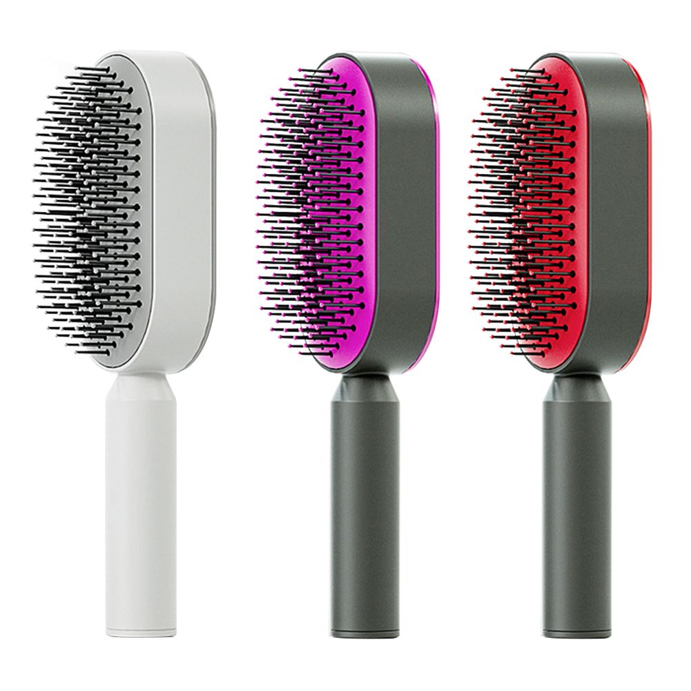 Self Cleaning Hair Brush for Women - One-Key Cleaning, Airbag Scalp Massage, Anti-Static Comb for Home & Travel Use
